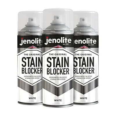 Afbeelding van Jenolite Vlekkenblokkende Sprayverf Wit 3 x 400ml Vochtwerende verf voor muren &amp; plafonds Direct vlekken blokkeren Vertrouwde keuze langdurige vlekbescherming
