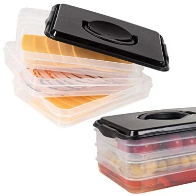 Afbeelding van Ham en Kaas Bewaardoos 3 Niveaus 3x 600 ml Vleeswarendoos Kaasdoos Vershouddoos Opbergdozen Koelkastdoos Koelkas Organizer Keukenopbergdoos