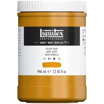 Afbeelding van Liquitex 4413416 Professional Heavy Body Acrylfarbe in Künstlerqualität mit ausgezeichneter Lichtechtheit buttriger Konsistenz, 946ml Topf Oxidgelb