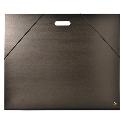 Afbeelding van Exacompta Ref 548900E Kraft Portfolio met elastiek en handvat 590 x 720mm groot, geschikt voor documenten tot 500 650mm, elastische banden geïntegreerd zwart