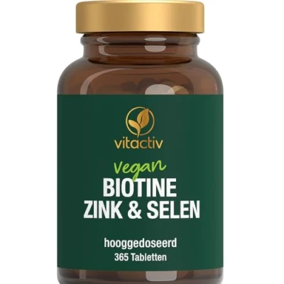 Afbeelding van Vitactiv biotine Zink selenium huid haren nagels tabletten, hoge dosering met 10.000 mcg per dag consumptie productie in Duitsland, laboratoriumgetest veganistisch, suikervrij 365