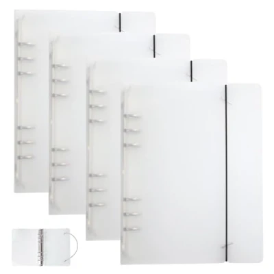 Afbeelding van 4 stuks ringband A5 navulbaar navulpapier 6 gaats notitieboek ringmap hardplastic doorschijnend voor vulpapier ordnertas