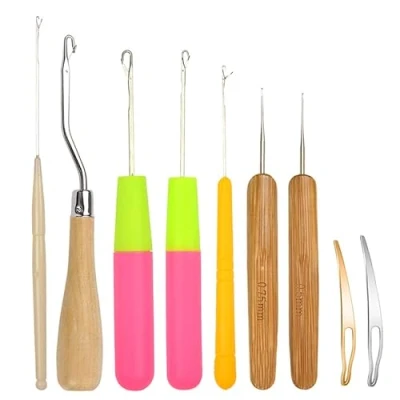 Afbeelding van 9 Stuks Klink Haken Naald Tool Dreadlocks Haar Lock voor Vlechten Micro Hair Extensions