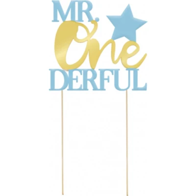 Afbeelding van Cake Topper Mr One Derful 22x11,5cm per stuk