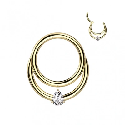 Afbeelding van Piercing titanium dubbele ring 1.2x8mm gold plated