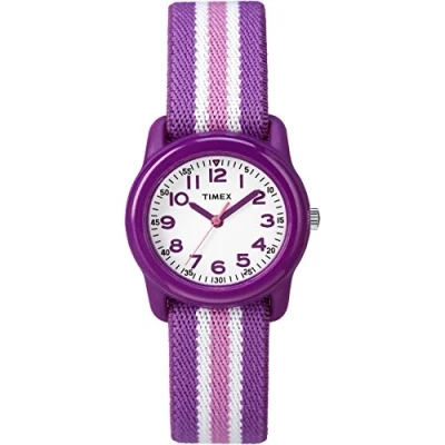 Afbeelding van TIMEX TIME MACHINES 29mm Paars gestreept kinderhorloge met elastische stof TW7C06100