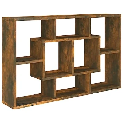 Afbeelding van vidaXL Wandschap 85x16x52,5 cm bewerkt hout gerookt eikenkleurig, zwevend schap, muurschap, muurplank, plank, wandplank, zwevende schappen