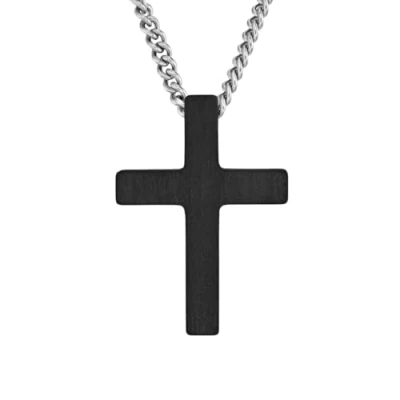 Afbeelding van Traveller Kruis Ketting Heren Edelstaal Zilverkleurig Made in Germany Duurzaam Carbon 50cm 171014