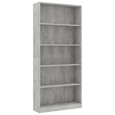 Afbeelding van Boekenkast met 5 schappen 80x24x175 cm bewerkt hout betongrijs