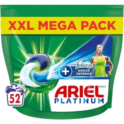 Afbeelding van Ariel Platinum PODS®, Wasvloeistof Wasmiddel Capsules 52 wasbeurten, Touch Of Febreze Geurverdediging, Extra Vlekken &amp; Geurverwijdering