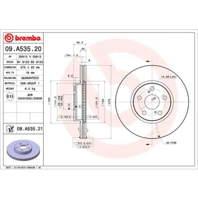 Afbeelding van Brembo Remschijf 09.A535.21
