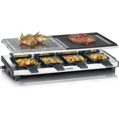 Afbeelding van SEVERIN RG 2373 Raclette met Natuursteen en Grillplaat, 1500, Kunststof/Roestvrij Staal, Zwart