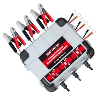 Afbeelding van Dino KRAFTPAKET 3 x 2 A 6 V/12 V druppellader/2 per output/intelligent en volautomatisch laadbehoudapparaat/voor loodzuur, gel, EFB, AGM accu/autoacculader voor auto motorfiets