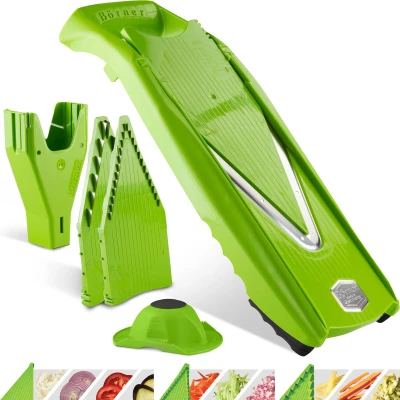 Afbeelding van Börner Mandoline V5 Starter 5 delige set 6 snijdiktes Geschikt als Frietsnijder BPA vrij en Roestvrij Groen