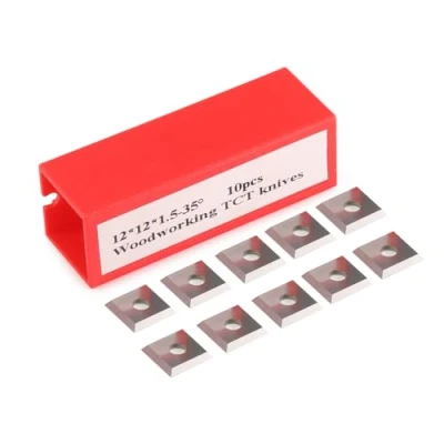 Afbeelding van Wisselplaten, omkeerbare platen, 10 stuks reservemessen, hardmetalen inzetstukken, vierkant, zijscherp, verwisselbaar hardmetaal voor vlakfrees hout, draaigereedschap (12 x 12 1,5 mm)