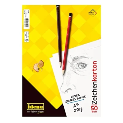 Afbeelding van Idena 10384 Tekenkarton, DIN A4, 50 losse vellen, extra sterk tekenpapier 250 g/m²