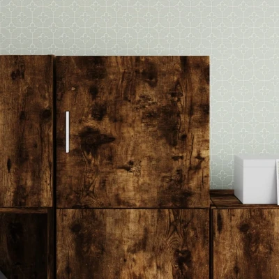 Afbeelding van Wandkast 40x42,5x40 cm bewerkt hout gerookt eikenkleurig
