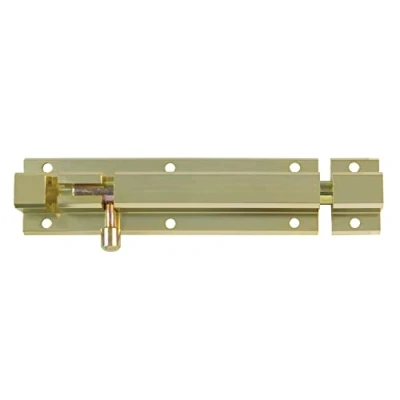 Afbeelding van AMIG schuifslot/plaatgrendel aluminium 10cm goud incl schroeven deur raam Grendels