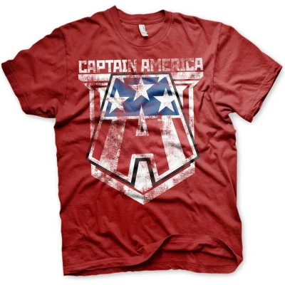 Afbeelding van Marvel Captain America Heren Tshirt S Distressed A Rood