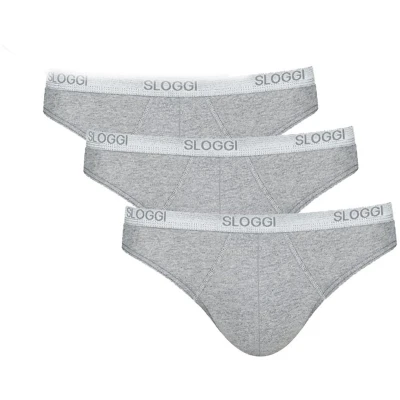 Afbeelding van Set van 3x stuks sloggi basic grijs mini heren ondergoed slip 96% katoen/4% elasthan, maat: Xl