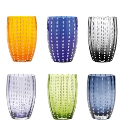 Afbeelding van Zafferano Kralen Tumbler handgemaakt glas kleurrijk transparant 32 cl H 109 mm D 71 set 6 stuks verschillende kleuren