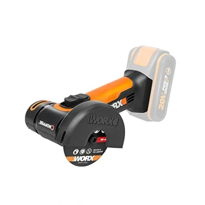Afbeelding van WORX WX801.9 Mini haakse slijper op accu, chopper, 20 V, compacte met smalle behuizing, voor slijpen en snijden, ideaal metaal, tegels, kunststof, zonder accu oplader