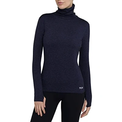 Afbeelding van TCA Dames Warm Up Hoge Kraag Thermische Hardloop Top Donkerblauw, XL