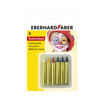 Afbeelding van 5x Schminkstiften Eberhard Faber klein, set 6 kleuren op blisterkaart