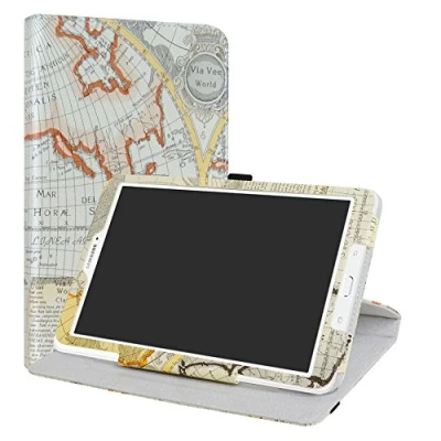 Afbeelding van LiuShan Rotary Case voor Samsung Tab E, 360roterende behuizing met klepstandaard Hoes Shell Cover Galaxy E 9.6 Inch SM T560 /T561 Android tablet, Map White