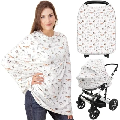 Afbeelding van Autostoelhoezen voor baby&#039;s borstvoedingshoes borstvoeding, babyautostoelluifel meisjes en jongens, verplegingsbenodigdheden vrouwen die borstvoeding ge (Arcadia)