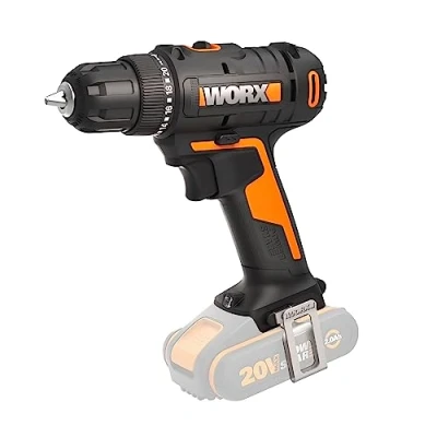 Afbeelding van WORX WX100.9 Accuschroefboormachine, 20 V, krachtige accuschroevendraaier voor boren en schroeven, + 1 draaimomentstand tot 30 Nm, variabel toerental, ledlicht, zonder accu oplader