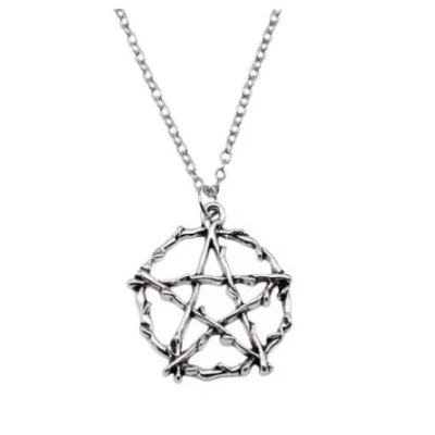 Afbeelding van Gothic ketting Heks Wicca Punk Pentagram bramble