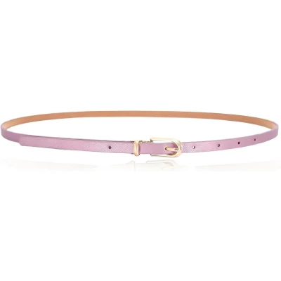 Afbeelding van Inovra Skinny Leren Taille Riem voor Vrouwen Dunne met Metalen Gesp Jurken en Jeans (lichtpaars) . Kledingriem