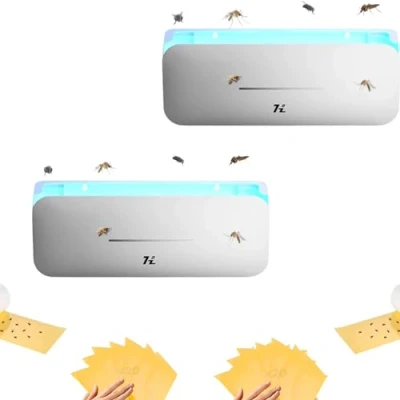 Afbeelding van 2x Elektrische Muggenlamp 220V, Insectenwerend Middel voor Binnen, 10W Power Fly Killer, 365nm UV licht, vrij Van Chemicaliën, Geldig Gebruik Binnen en Buiten, 50m 100m2. (40 vellen inbegrepen)