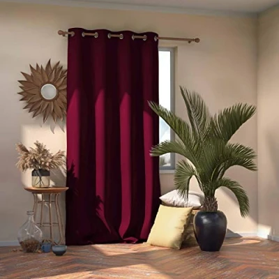 Afbeelding van AmeliaHome Blackout gordijn 1 st. ondoorzichtig, polyester, wijnrood, oogjes 140x270