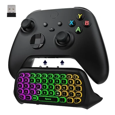 Afbeelding van MoKo RGB Backlight keyboard for Xbox One Controller, Series X/S, Wireless Chatpad Keypad with 2.4G Receiver&amp;3.5mm Audio Jack, Accessories Mini Game One/One S/Elite/2, Black