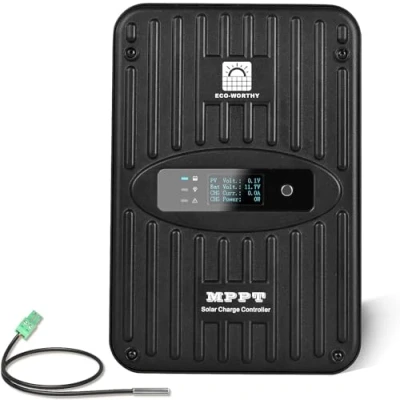 Afbeelding van ECO WORTHY Zonnepaneelregelaar 40 A 12 V/24 V MPPT, zonne laadregelaar, intelligente regelaar met lcd display en 2 USB poorten, laadefficiëntie tot 99%