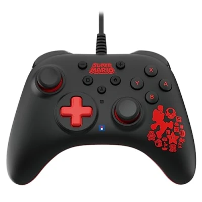 Afbeelding van Hori Wired Controller Turbo Mario Black &amp; Red