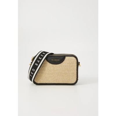 Afbeelding van Ted Baker Schoudertas Baria Mini Webbing Faux Raffia Camera Bag Black Zwart