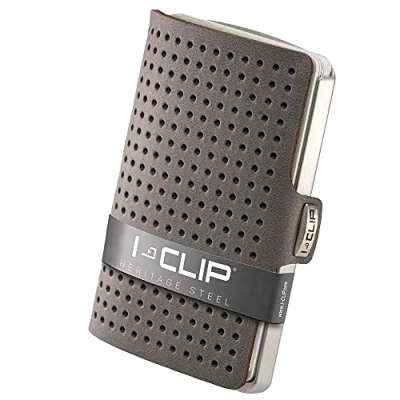 Afbeelding van I CLIP Roestvrijstalen Portemonnee met Verwisselbare Geldclip Slanke Leren Premium Kaarthouder AdvamtageR satijn Urban Grey