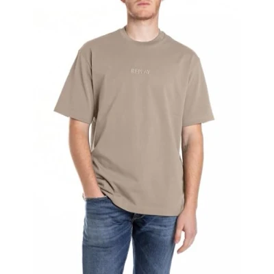 Afbeelding van Replay Tshirt basic, Heren, Maat: Medium, Stone