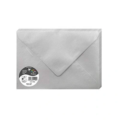 Afbeelding van Clairefontaine 51190C enveloppen, met rubber, formaat C5 (16,2 x 22,9 cm) 120 g/m² kleur: zilver uitnodigingen voor evenementen en correspondentie collectie pollen premium papier, glad