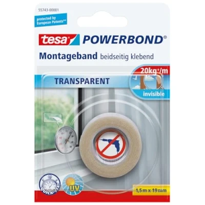 Afbeelding van tesa Powerbond TRANSPARENT, 1.5 m x 19mm