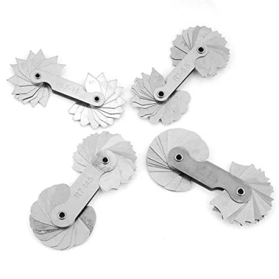 Afbeelding van Radius hoekmeter set 4 delig roestvrij staal R0.3 1.5 R1 6.5 R7 14.5 R15 25 meetinstrument voor convexe en concave oppervlakken