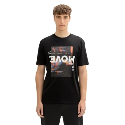 Afbeelding van TOM Tailor Denim Tshirt print, Heren, Maat: XL, Black