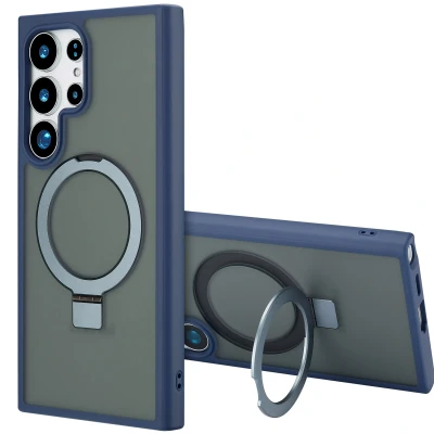 Afbeelding van Samsung Galaxy S24 Ultra MagSafe Hoesje Kunststof Accezz Hardcase/Backcover Blauw Telefoonhoesje Shockproof/Valbescherming