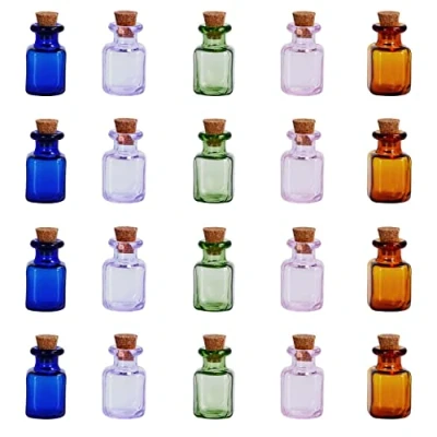 Afbeelding van Belle Vous 20 Pak Geassorteerde 2 ml Mini Glazen Flessen Miniatuur Potjes in 5 Kleuren met Kurken Doppen voor Huwelijk Geschenken, Wens Flesjes &amp; Decoratieve DIY Kunst/Hobby