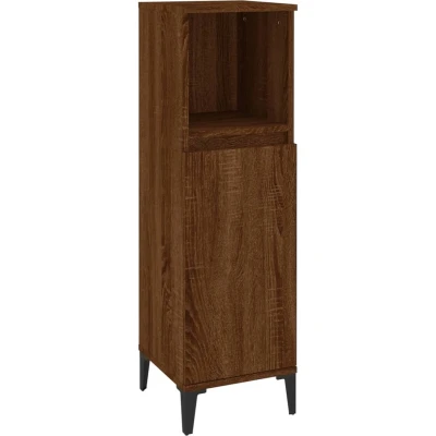 Afbeelding van vidaXL Badkamerkast 30x30x100 cm bewerkt hout bruin eikenkleur