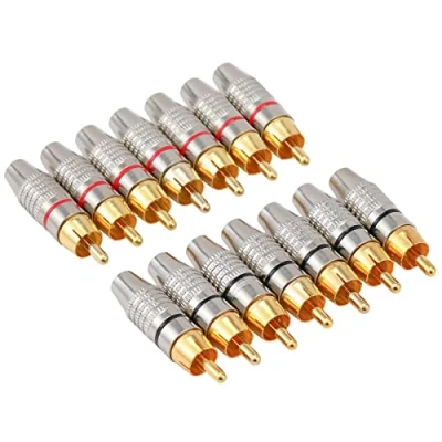 Afbeelding van Greluma 14 St Soldeerloze RCA Connectoren, Mannelijke Audio Video Adapters voor Coaxkabel, Verguld
