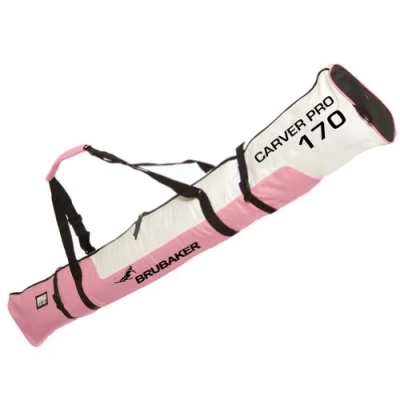 Afbeelding van BRUBAKER Skitas Voor 1 paar Ski&#039;s &amp; Stokken Gevoerd Zware Kwaliteit Scheurvast Skihoes Verstelbare draag/schouderbanden 170 cm Roze/Wit